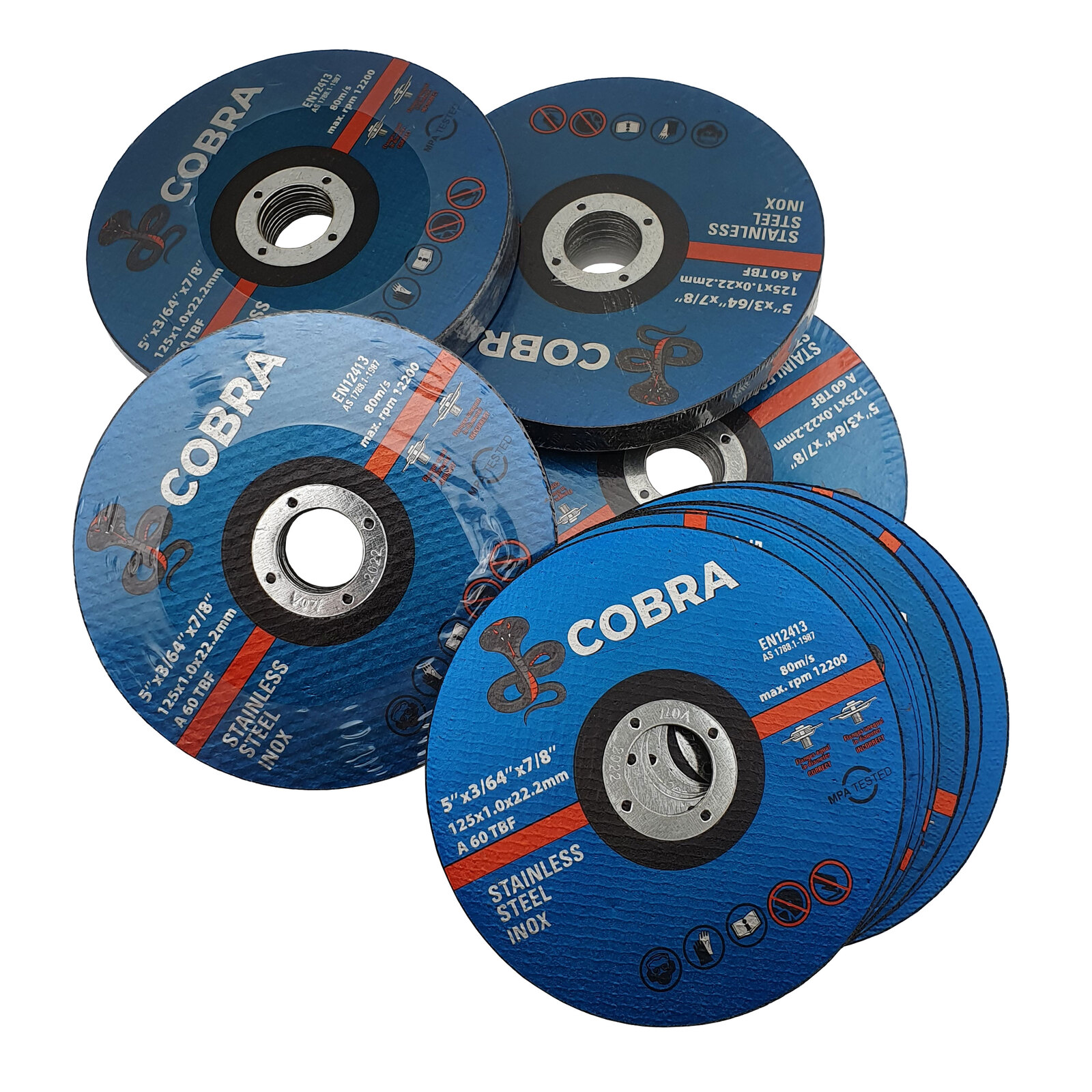 10x Cobra 5 125mm 1mm Cutting Disc Grinder Cut Off Wheel 10mm