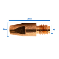 Binzel Style MIG Contact Tips for ALUMINIUM - 1.0mm - 10 Each - M8 x 10mm x 1.0mm