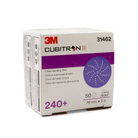 3M Cubitron 2 II 3" 240 Grit 76mm Hookit Clean Sanding Disc 31462 - 50 Each