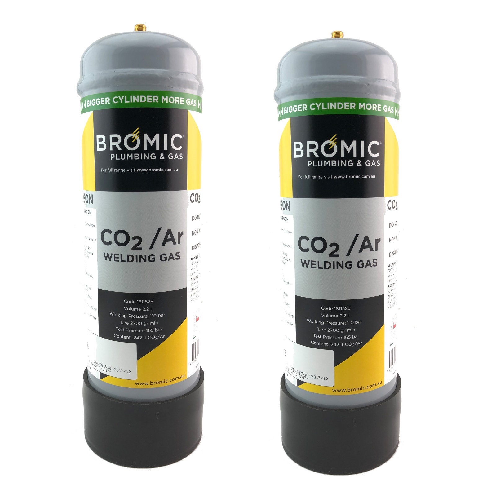 Disposable Gas Bottle - ARGON / CO2 - 2.2 Litre - Combo Kit - MIG - TIG