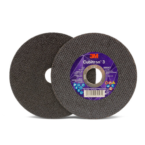 3M Cubitron 3 5" 125mm x 1mm 86647 Cutting Disc - Inox Steel Cut-Off Wheel - 100 Each