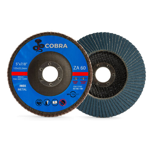 COBRA 5" / 125mm Flap Disc - 60 GRIT - 50 Pack