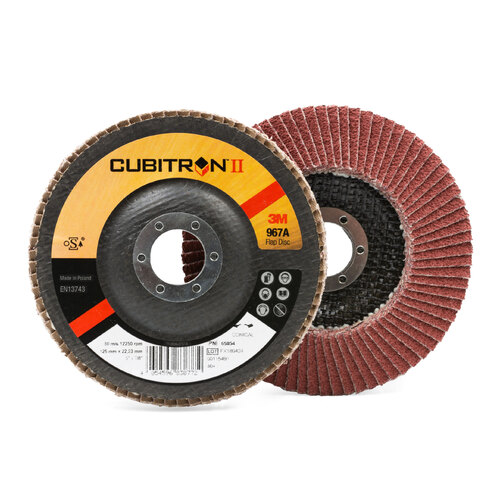 3M Cubitron ll 40 Grit 125mm 5" 967A Flap Disc - 10 Each - XA009101032 - 65054